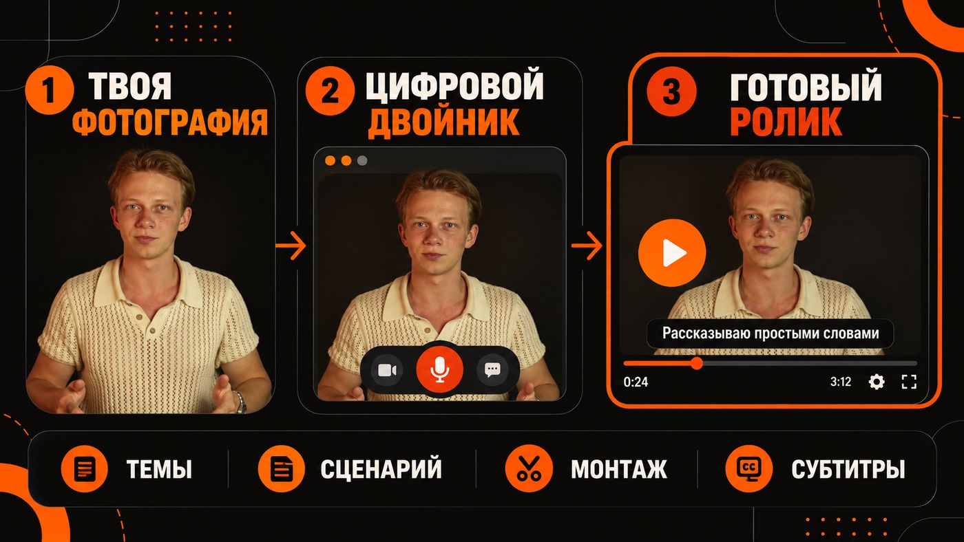 Фото превращается в цифрового двойника и готовый ролик